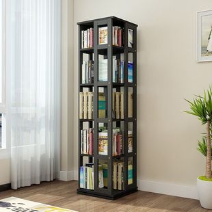 Wrought Iron Rotating Bookshelf Creative Bookcase Floor Simple Storage Rack Children's Picture Book Rack Student Bookshelf