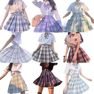 JK Uniform Skirt Genuine suit Pleated Skirt Basic Skirt Cute Sailing Dress Plaid Skirt Summer suit
