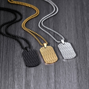 Tagging titanium steel men's necklace stainless steel pendant does not fade European and American jewelry wholesale Joker simple jewelry accessories