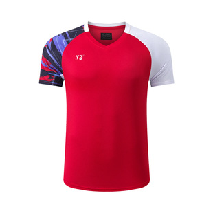 New badminton clothes men's and women's short-sleeved quick-drying children's competition training sportswear student competition clothes 2097