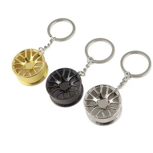 In stock zinc alloy keychain creative car wheel hub keychain pendant gift crafts printable logo