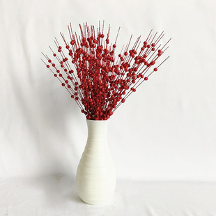 Christmas decoration gold powder Berry ball bundle artificial glitter stem ornament 12 fork string bead stick glitter stick flower Rattan