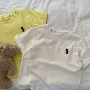 Children's 2025 Summer New T-shirt Short-sleeved Boys' Solid Color Top Fashionable Brand Summer Wear Thin Cotton for Boys and Girls