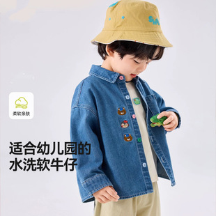 Baby's Washed Denim Coat Children's Shirt Spring Boys' Outerwear Spring and Autumn Fashionable Coat Clothes Children's New