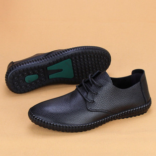 Men's Soft Bottom Shoes Single-Layer Breathable Casual Leather Shoes Men's Top Layer Cowhide Soft Leather Lace-Up All-Match Business Shoes
