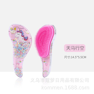 small size Unicorn Comb Cartoon Transparent Massage Comb Anti-Knot Hair Beauty Comb Cute Girl's Curly Hair Comb