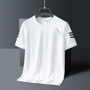Woodpecker Ice Silk Short-sleeved Men's Summer Loose Running Fitness T-shirt plus size Quick-drying Breathable Sweat Absorbing Sports Top