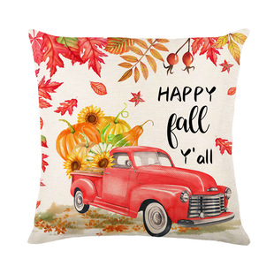 Cross-border autumn Thanksgiving pumpkin pillowcase Amazon printed linen home sofa Maple Leaf pillow cushion cover