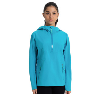 New windproof waterproof moisture permeable light outdoor camping slim-fit jacket women's half zipper pullover hooded mountaineering suit