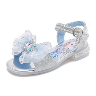 Girls Sandals Summer 2023 New Aisha Crystal Shoes Open Toe Children Princess Shoes Rhinestone Little Girl Beach Shoes