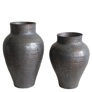 Jingdezhen Advanced Style Dead Branches Retro Coarse Ceramic Flower Vase Old Large Round Jar Japanese Style Home Wear