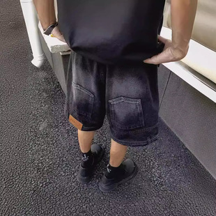 Reverse-Wearing Denim Shorts Men's American Style Retro Handsome Loose All-Match Wide-Leg Sports Casual Pants