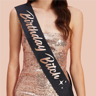 BIRTHDAY QUEEN Shoulder Strap Rose Gold Leather Bronzing BIRTHDAY GIRL Certiquette Belt