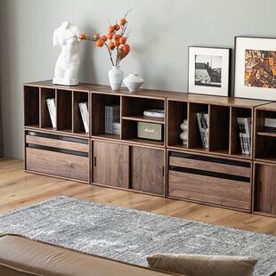 North America Walnut Color Free Combination Cabinet Low Cabinet Multifunctional Household Solid Wood Bookcase Storage Cabinet Floor TV Cabinet