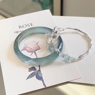 New Chinoiserie Cool Blue Ice Fox Bracelet Retro Antique Stylish Elegant ins Design Versatile Safety Bracelet for Women