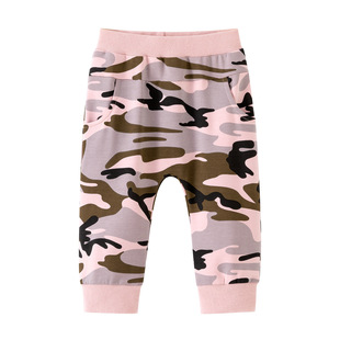 Cross border baby children pink long sleeve sweater camouflage trousers suit AL449