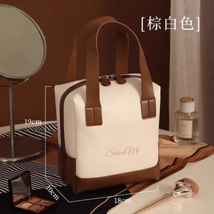 Autumn and winter PU contrast cosmetic bag portable travel storage bag handbag large capacity wash bag manufacturers direct batch