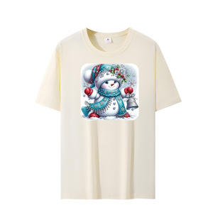 Christmas Cross-border European and American Size Adult Men's and Women's Spring and Summer Cotton Short-sleeved T-shirt 675