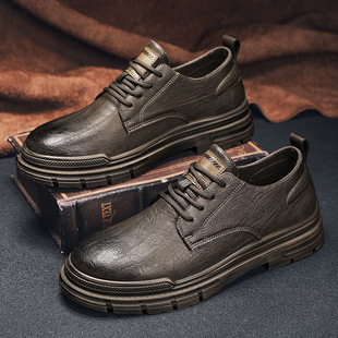 Factory wholesale tooling shoes men's autumn new vintage low-top martin shoes fleece-lined big head business casual leather shoes