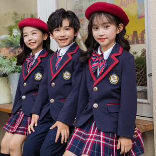 Autumn and Winter Children's Suit Set Primary School Students' English Style School Uniform Kindergarten Garden Uniform Class Uniform Host Performance Uniform