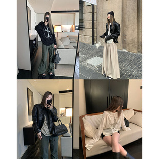 Xzichic * * * Draped rough printed long sleeve loose T-shirt design long women
