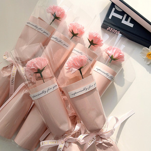 Eternal Flower bouquet Mother's Day gift single tulip carnation bouquet simulation flower finished soap flower wholesale
