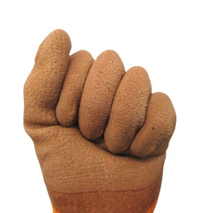 Source manufacturers hanging glue dipped leather gloves latex Dingqing white yarn Blue Labor gloves Terry warm gloves