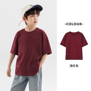 Boys' Cotton Short-sleeved Summer Cool All-match Simple Fashion Breathable Soft Waxy Zhongda Children's Sports Leisure T-shirt