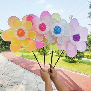 New cloud double-layer lotus windmill outdoor garden decoration double fabric sesame flower children windmill wholesale