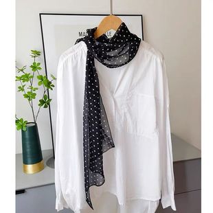 Brown Poll Dot Silk Scarf Printed High-grade All-match Accessories Neck Women 2025 New Style Hair Band Tie Long Scarf