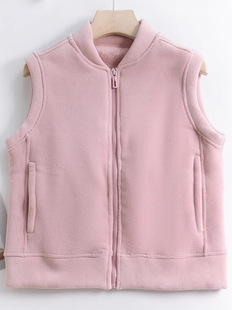 Ollie velvet stand collar zipper fleece-lined thickened warm outer waistcoat women's autumn and winter fashion simple inner waistcoat