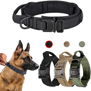 Dog Large Dog Tactical Collar Adjustable Telescopic Traction Rope Explosion-proof Outdoor Training Nylon Collar Belt