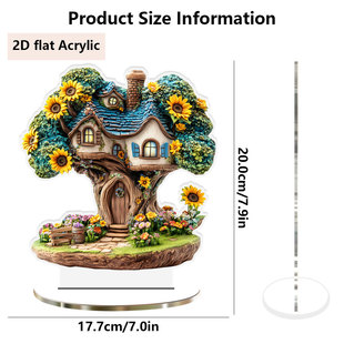 Btu656-664 Cross-Border Stereo Colorfulful Big Tree Elf House Acrylic Desktop Table Home Decoration Ornaments