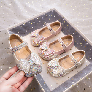 2025 Spring and Autum New Preppy Style Girls Soft-Soled Shoes Girls Princess Shoes Kidsren's Bow Small Leather Shoes Trendy