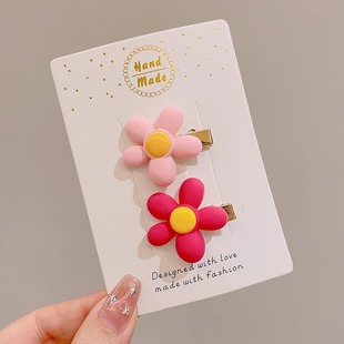 Summer super sweet dopamine candy color bangs clip female side broken hair hairpin children forehead duckbill clip headdress