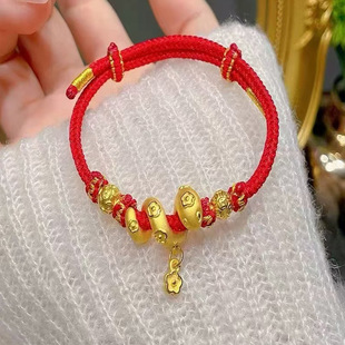 New 2025 Year of the Snake Year of the Life Transfer Gold Shop Same Red Rope Plate Snake Bracelet Woven Bracelet Gifts for Girlfriend