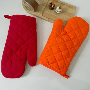 [Solid color] factory thickened microwave oven gloves baking oven special heat insulation anti-scald cotton gloves cross-border wholesale