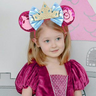 Cross-border New Dress up Head Buckle Bow Sequin Headband Frozen Theme Headband Kidsren's Hair Accessories Wholesale