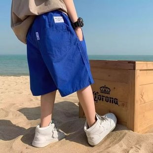Новые 2024 летние шорты среднего и старшего возраста тонкие повседневные пляжные брюки детские укороченные брюки дышащий и прохладный темперамент