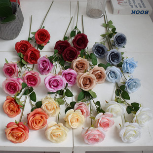 3 Roses Artificial Flowers Wedding Flowers Wedding Auditorium Decorative Flowers Home Decoration Photography Fake Flowers Single Rose