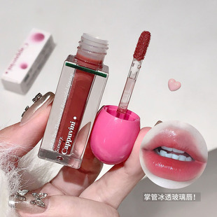 Cappuvini ice through dew water gloss lip glaze mirror cross-border pseudo plain appearance white student makeup lipstick lip gloss