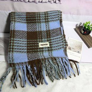2024 New Loop Yarn Plaid Series Korean Style Women's All-match Autumn and Winter Warm Scarf High-end Style Fashionable Style