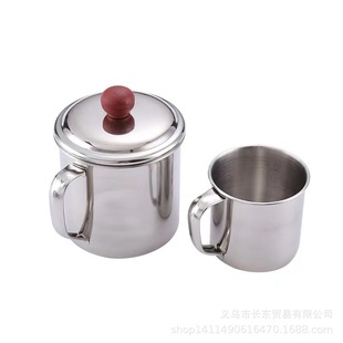 11cm/12cm Thickened Non-magnetic Stainless Steel Cup with Lid Water Cup Household Adult Convenient Tea Cup