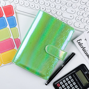 Spot cross-border A6 zipper bag loose-leaf book colorful PU notebook leather creative bookkeeping book cash budget book
