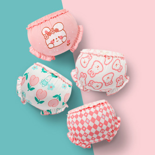 Triangle cotton double-layer flounce bow outer wear thin factory direct cartoon cute children's underwear bread pants