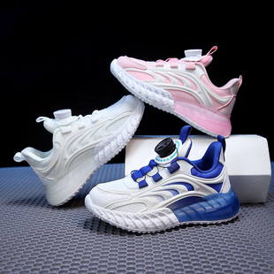Boys and Girls Shoes 2025 Spring Summer and Autumn Mesh Breathable Children's Sports Mesh Shoes Running Shoes White Shoes Middle and Big Kids