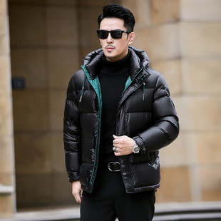 2024 Winter New Men's High-end 90 White Duck Down Jacket Hooded Thickened Cold-proof Warm Short Coat Trendy