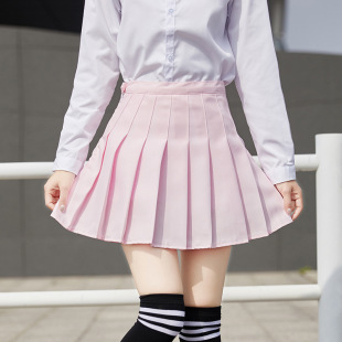 Spring and Summer 2022 Popular High Waist Pleated Skirt College Skirt Korean Style Slimming A- Line Skirt Children's Student Culottes