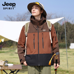 JEEP SPIRIT Осенняя куртка-штурмовая мужская куртка с капюшоном мужская свободная повседневная спортивная мода ветровка