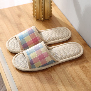 Linen Slippers for Women Spring & Fall Four Seasons Indoor Home Cotton and Linen Soft Sole Home Non-slip Summer Wholesale Couple Men